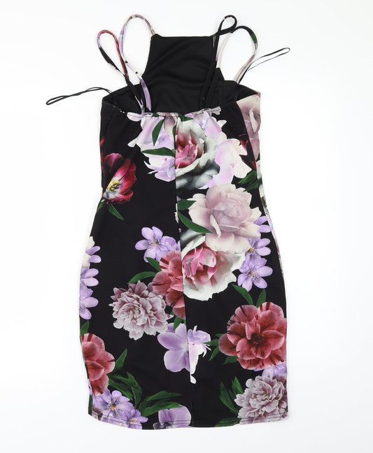 Select Womens Black Floral  Mini  Size 10