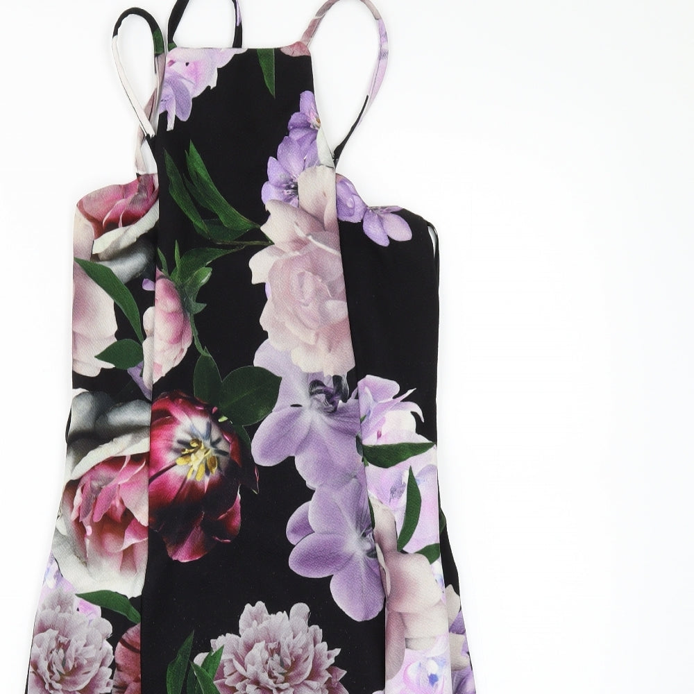 Select Womens Black Floral  Mini  Size 10