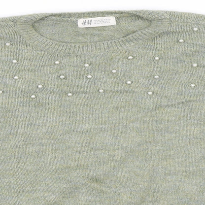 H&M Girls Green  Knit Pullover Jumper Size 11-12 Years