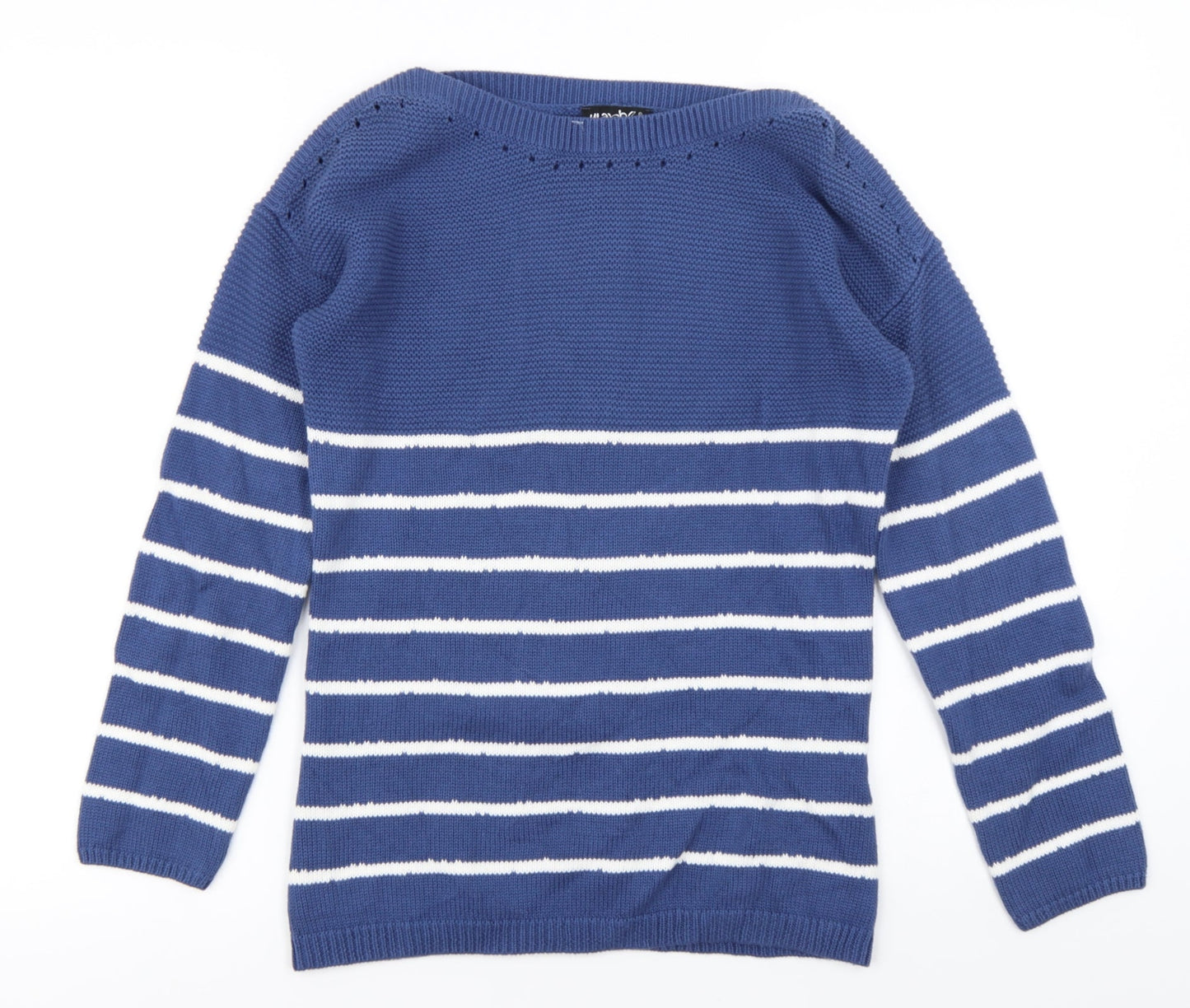 Marble Womens Blue Striped Knit Pullover Jumper Size XS