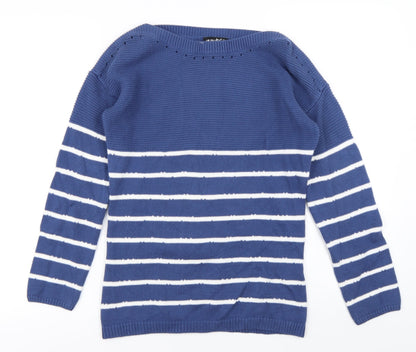 Marble Womens Blue Striped Knit Pullover Jumper Size XS