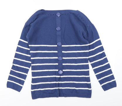 Marble Womens Blue Striped Knit Pullover Jumper Size XS