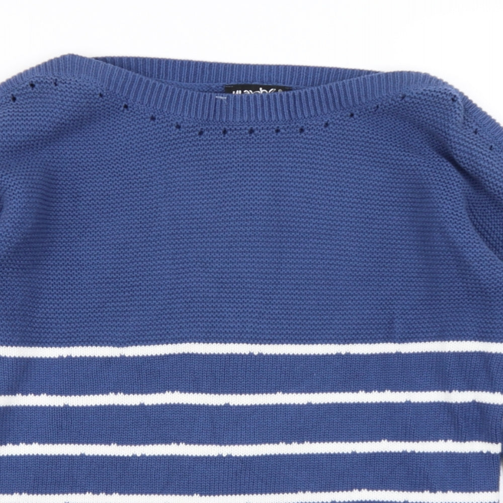 Marble Womens Blue Striped Knit Pullover Jumper Size XS