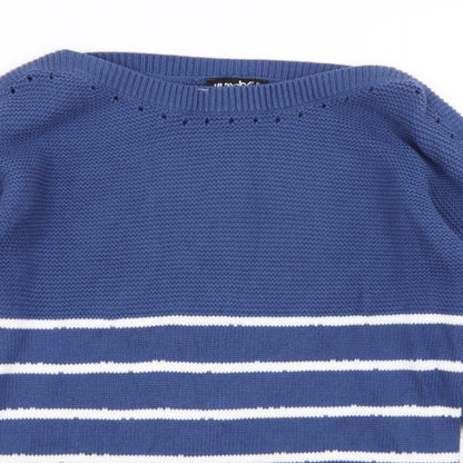 Marble Womens Blue Striped Knit Pullover Jumper Size XS