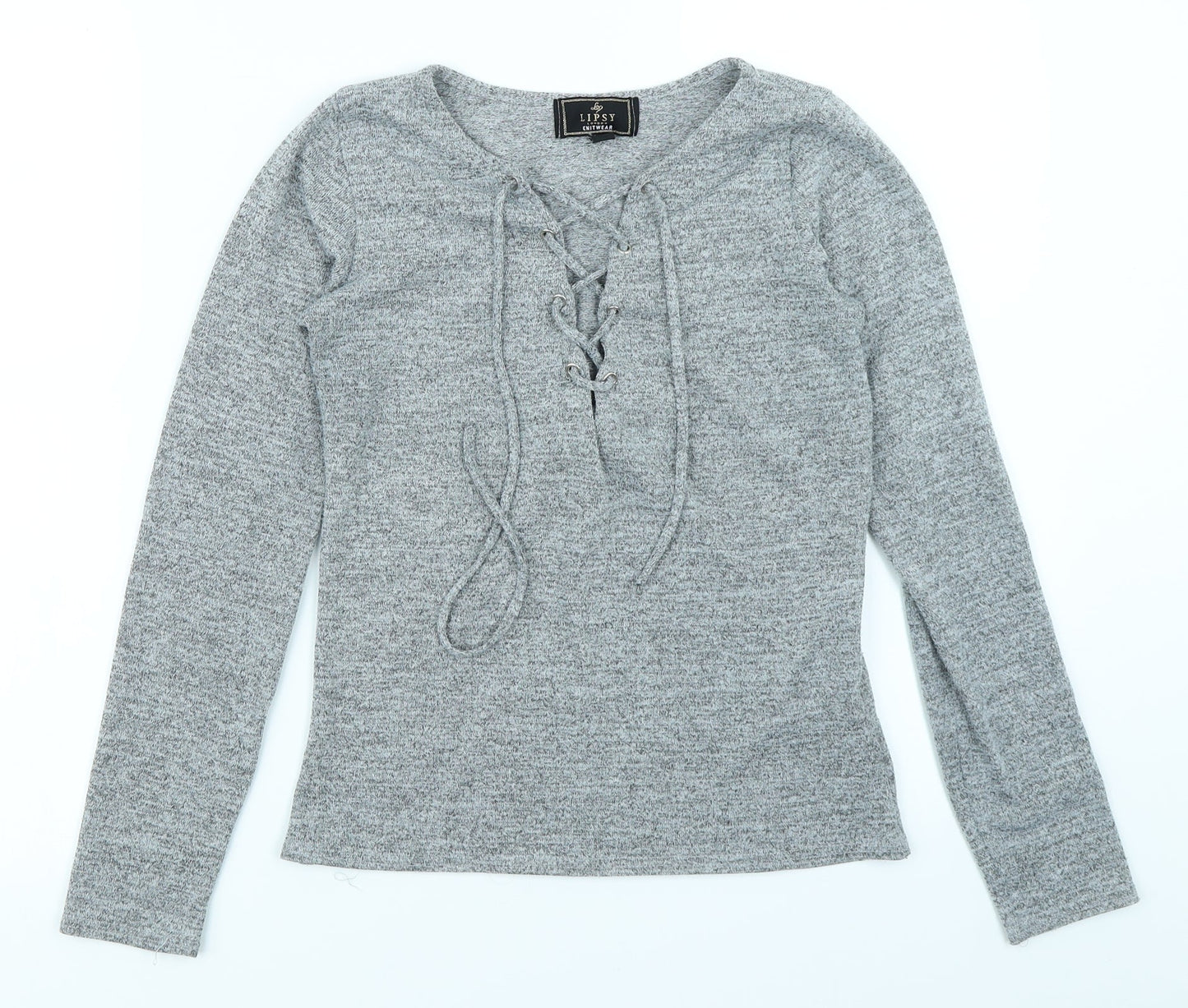 Lipsy Womens Grey  Knit Basic T-Shirt Size S