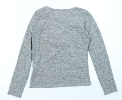 Lipsy Womens Grey  Knit Basic T-Shirt Size S
