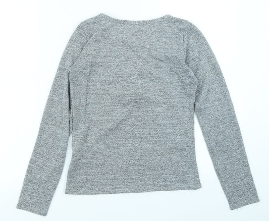 Lipsy Womens Grey  Knit Basic T-Shirt Size S