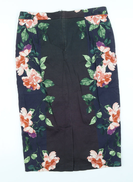 Autograph Womens Blue Geometric  Straight & Pencil Skirt Size 10