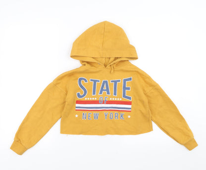 New Look Girls Yellow   Pullover Hoodie Size 9 Years  - cropped state of new york