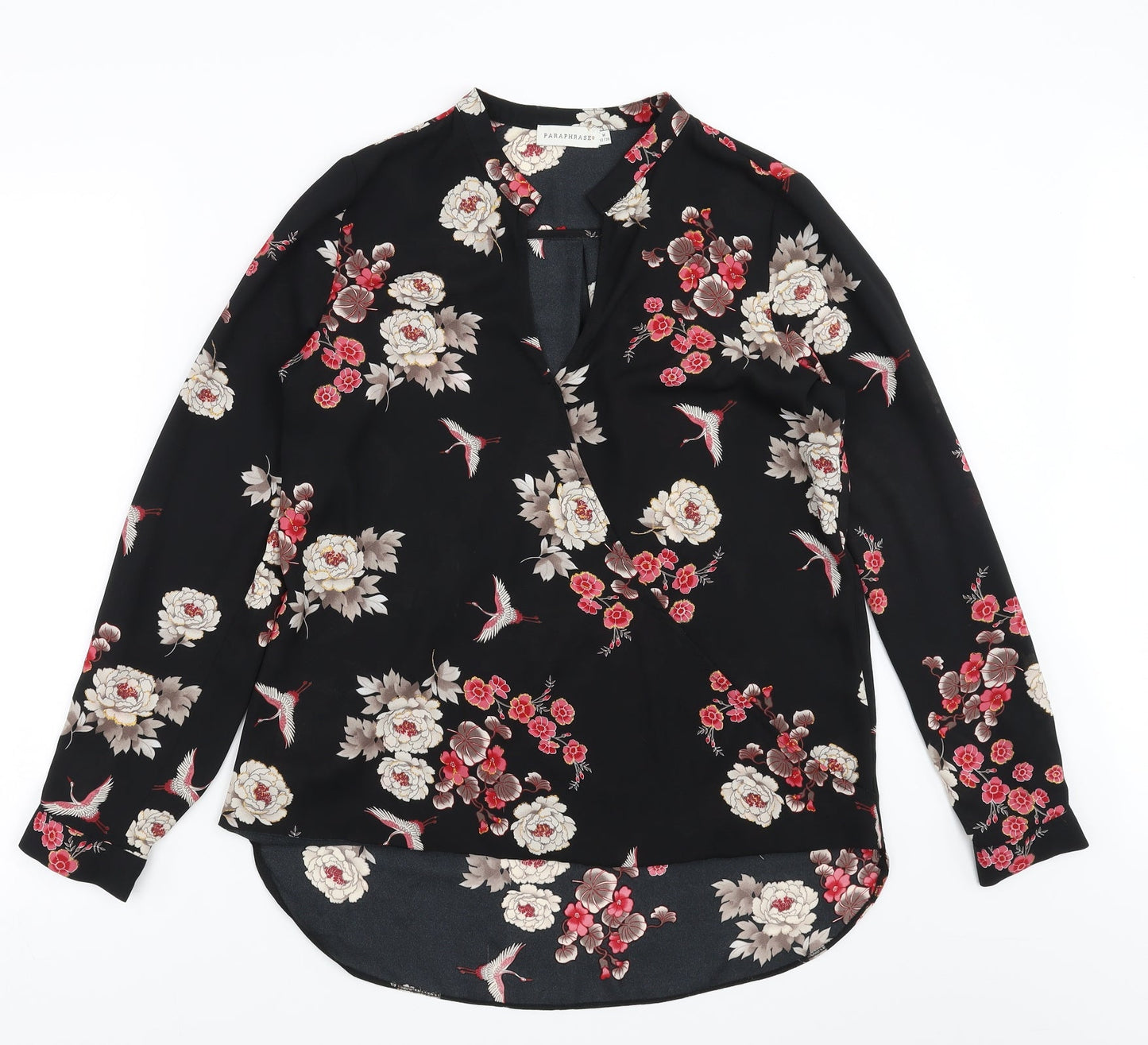 Paraphrase Womens Black Floral  Basic Blouse Size M