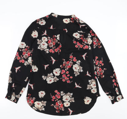 Paraphrase Womens Black Floral  Basic Blouse Size M