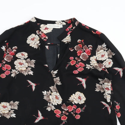 Paraphrase Womens Black Floral  Basic Blouse Size M