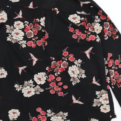 Paraphrase Womens Black Floral  Basic Blouse Size M