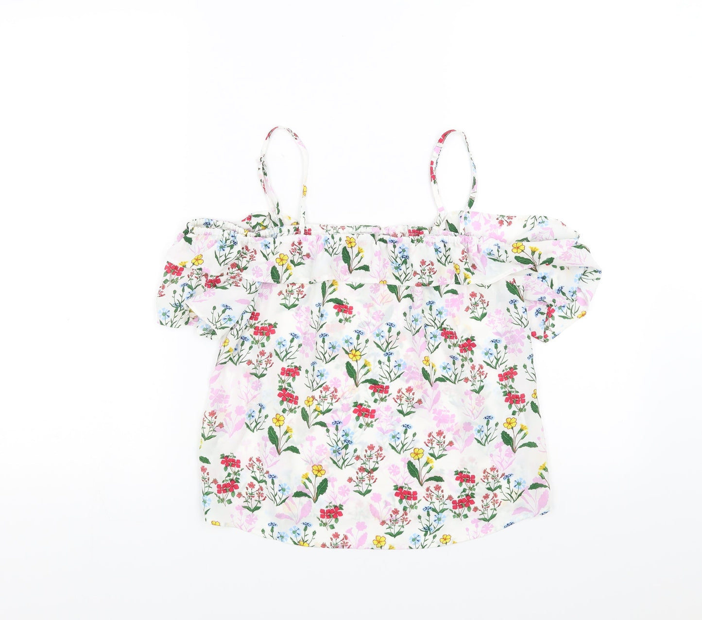 New Look Girls White Floral  Basic Blouse Size 14 Years