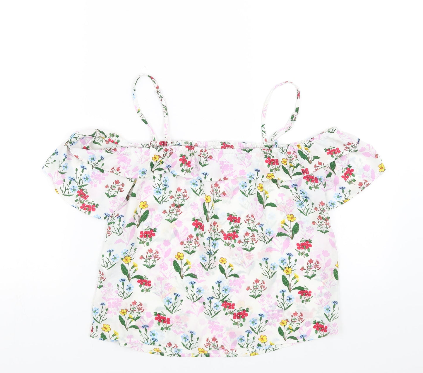 New Look Girls White Floral  Basic Blouse Size 14 Years
