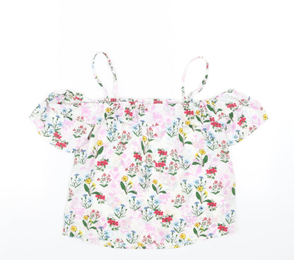 New Look Girls White Floral  Basic Blouse Size 14 Years