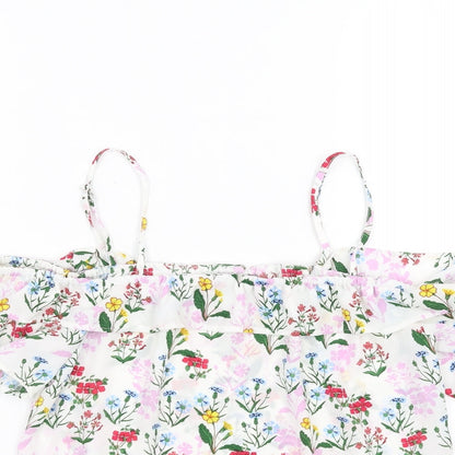 New Look Girls White Floral  Basic Blouse Size 14 Years