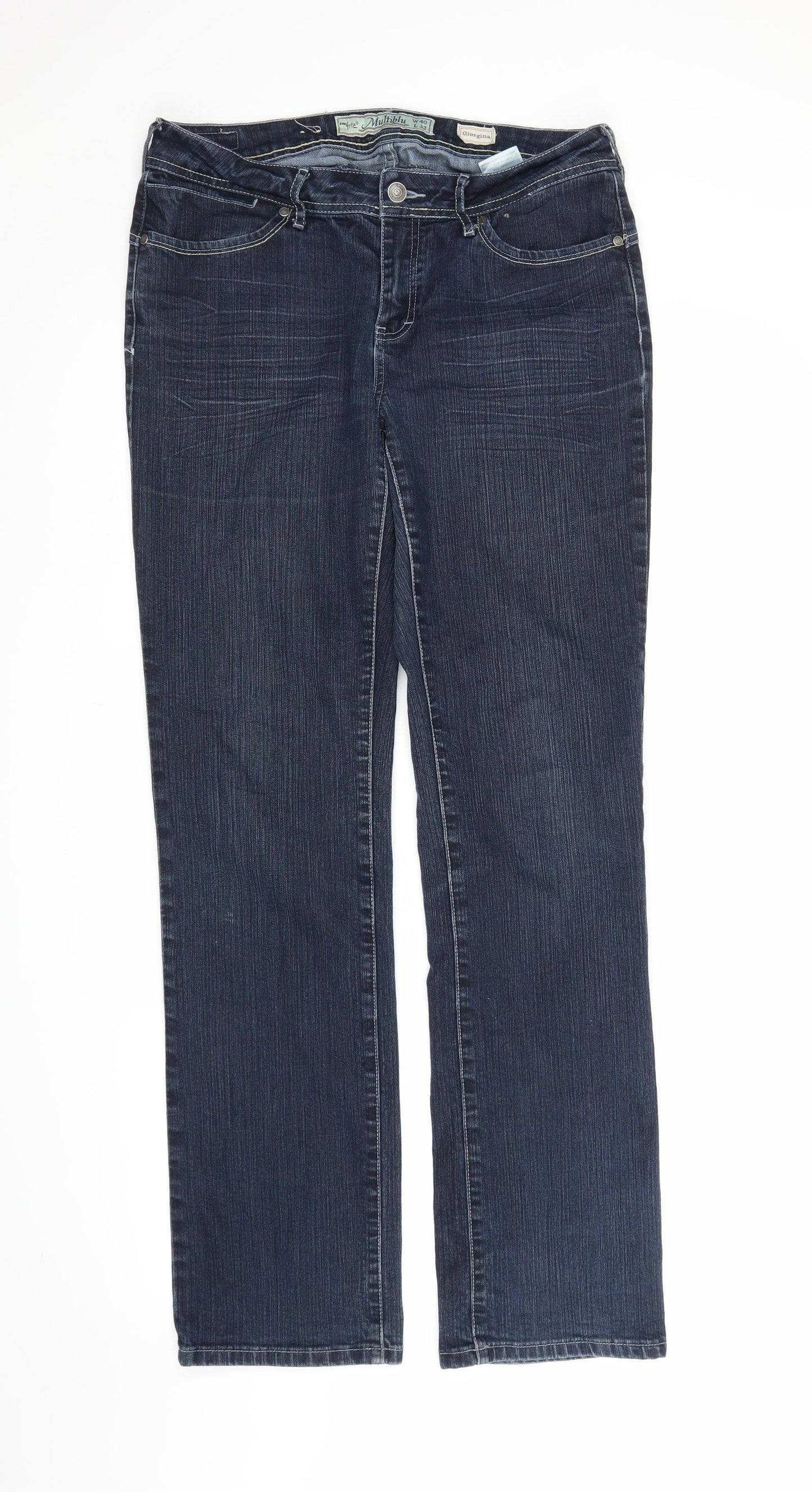 Womens UK Size 40 in Multiblu Regular Fit Straight Blue Jeans