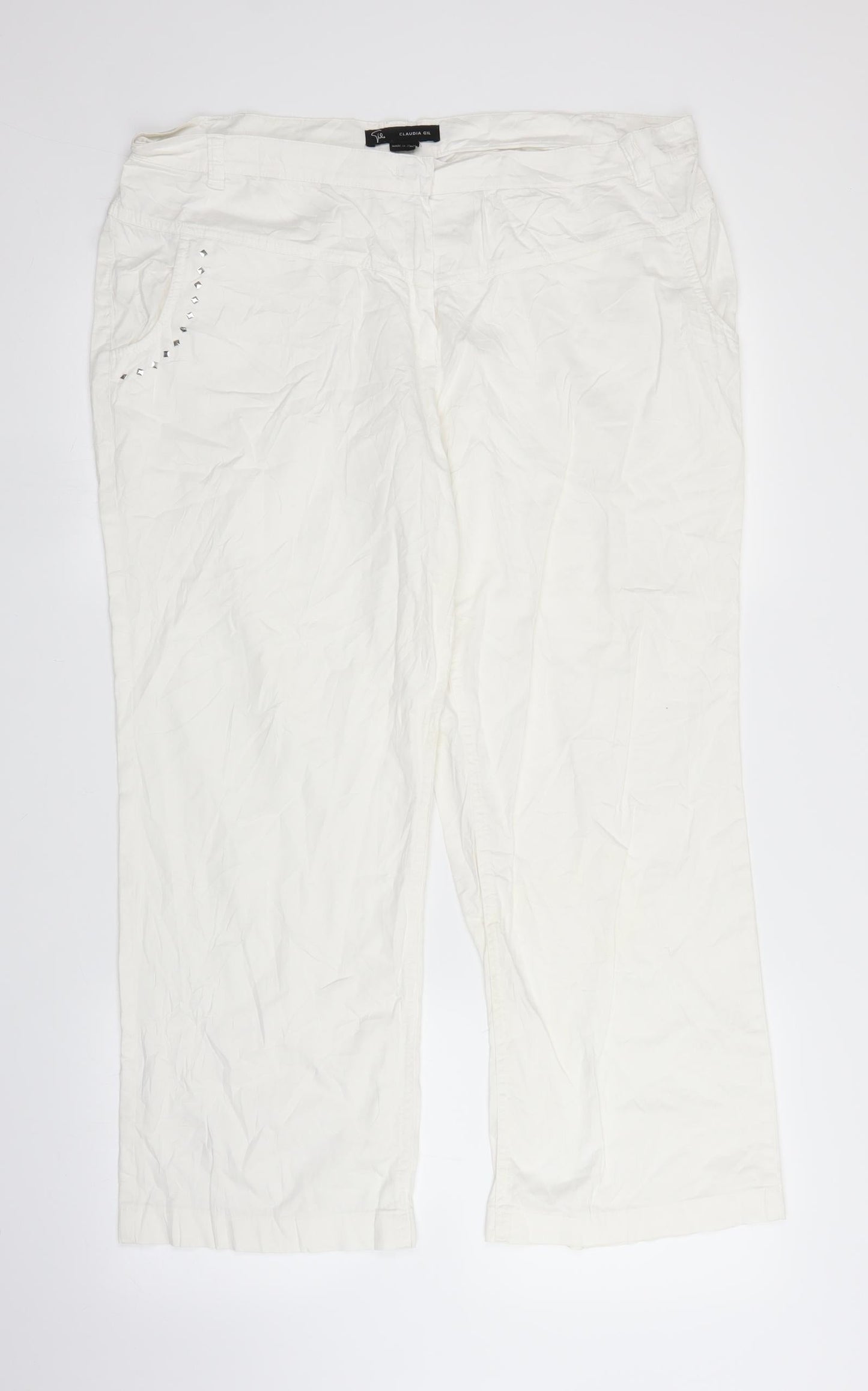 Claudia Gil Womens White   Capri Trousers Size 28 L27 in