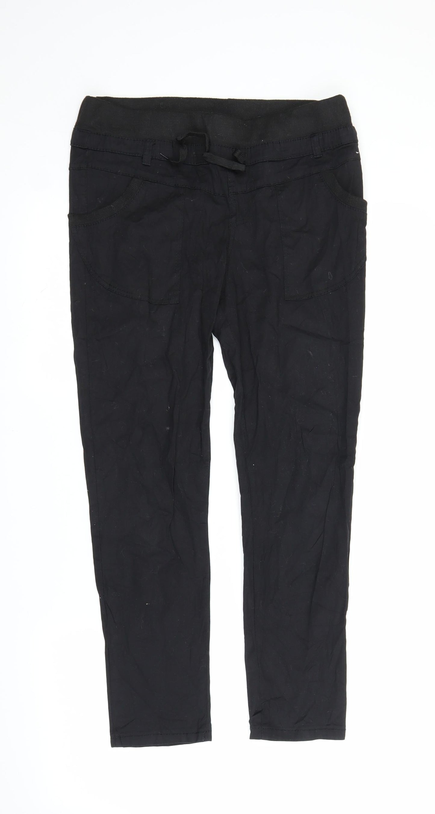 Womens UK Size M Preworn Regular Fit Capri Black Trousers