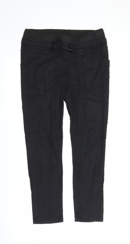 Womens UK Size M Preworn Regular Fit Capri Black Trousers