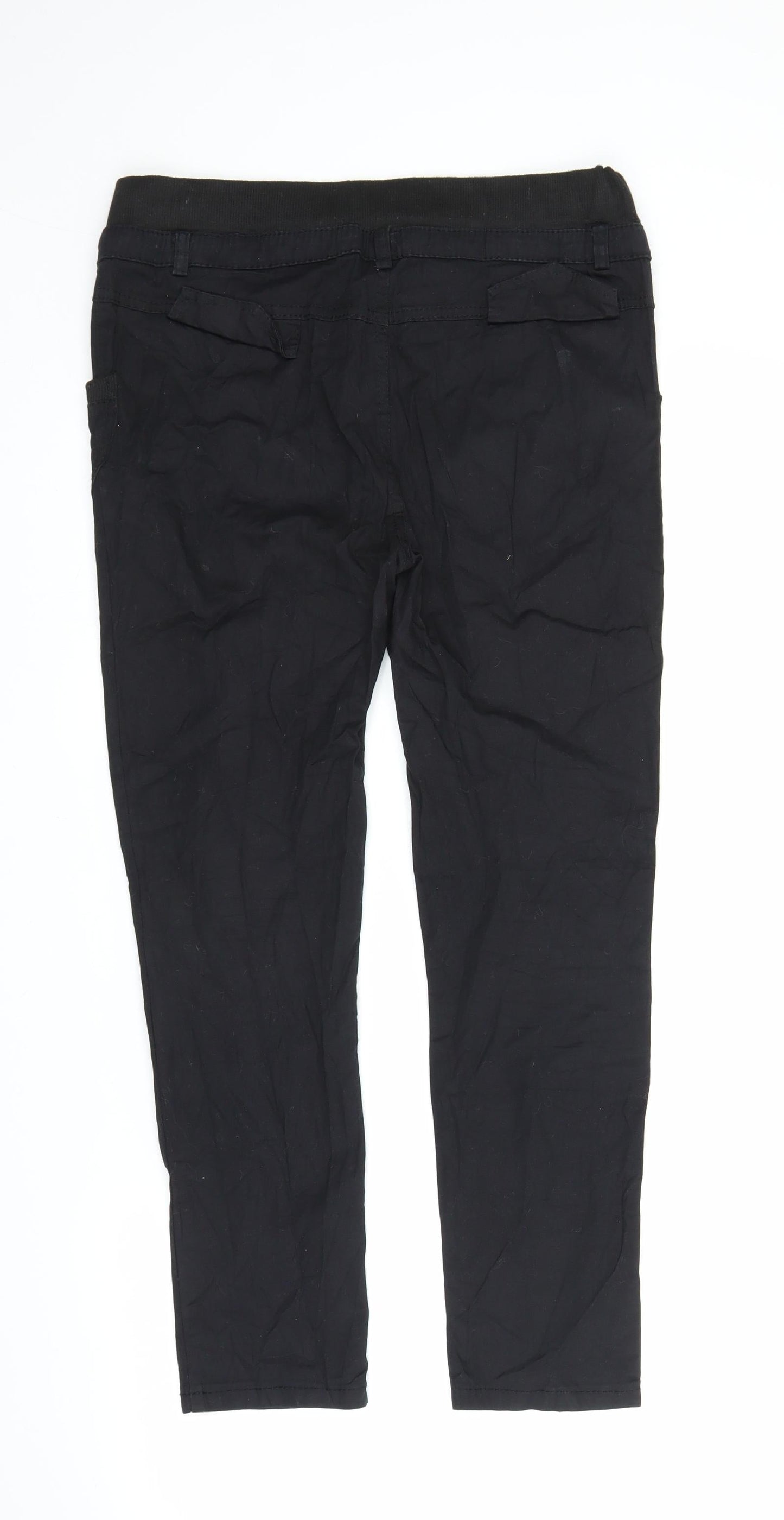 Womens UK Size M Preworn Regular Fit Capri Black Trousers