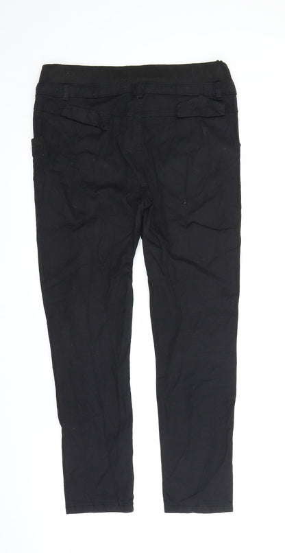 Womens UK Size M Preworn Regular Fit Capri Black Trousers