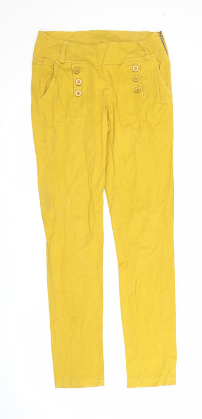 Womens UK Size S Preworn Regular Fit Chino Yellow Trousers