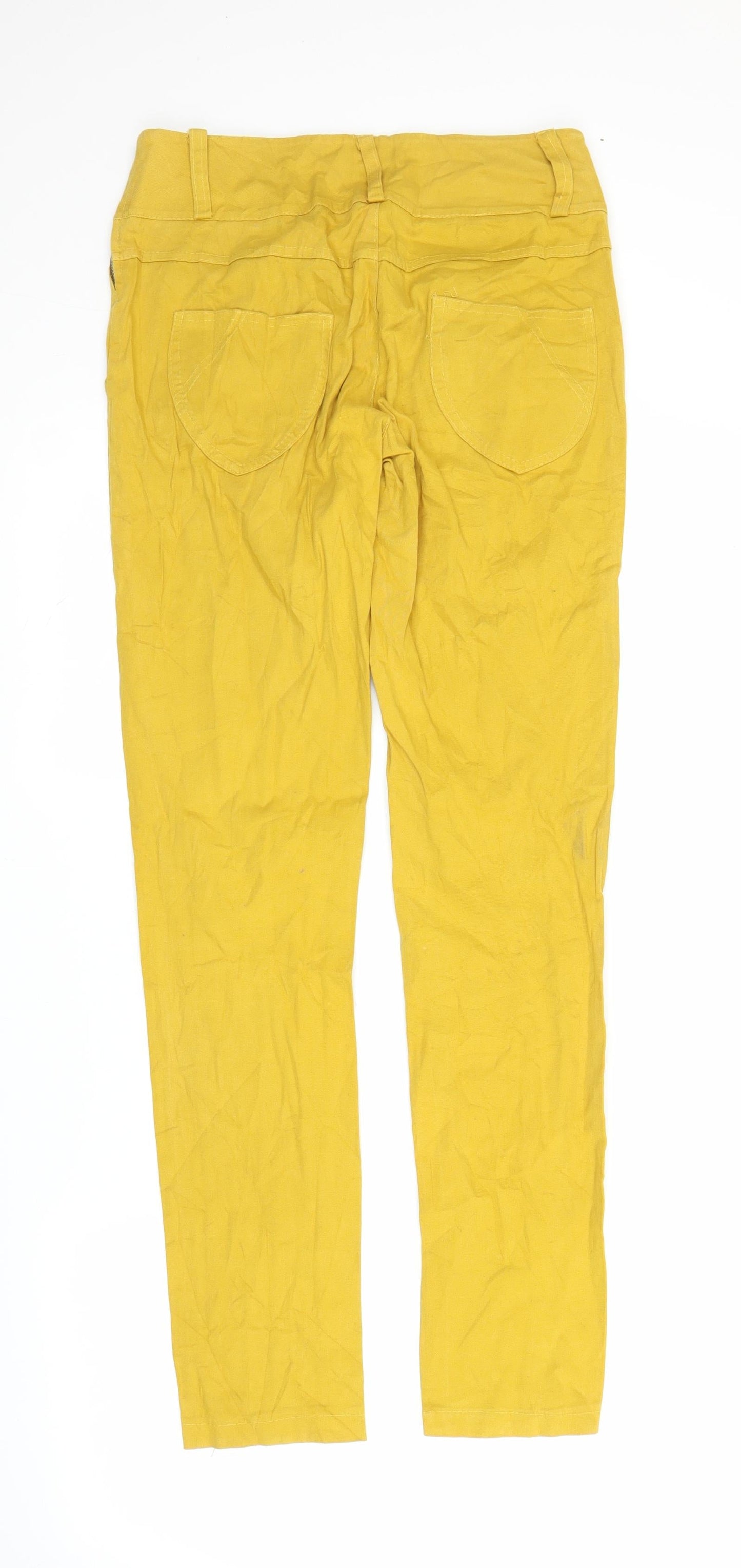 Womens UK Size S Preworn Regular Fit Chino Yellow Trousers