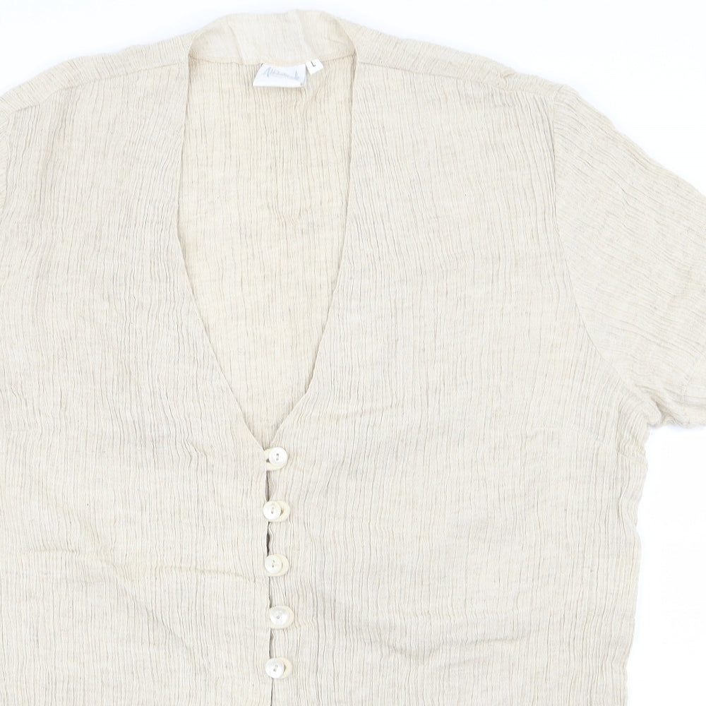 AWOMOLE Womens Beige   Basic T-Shirt Size L