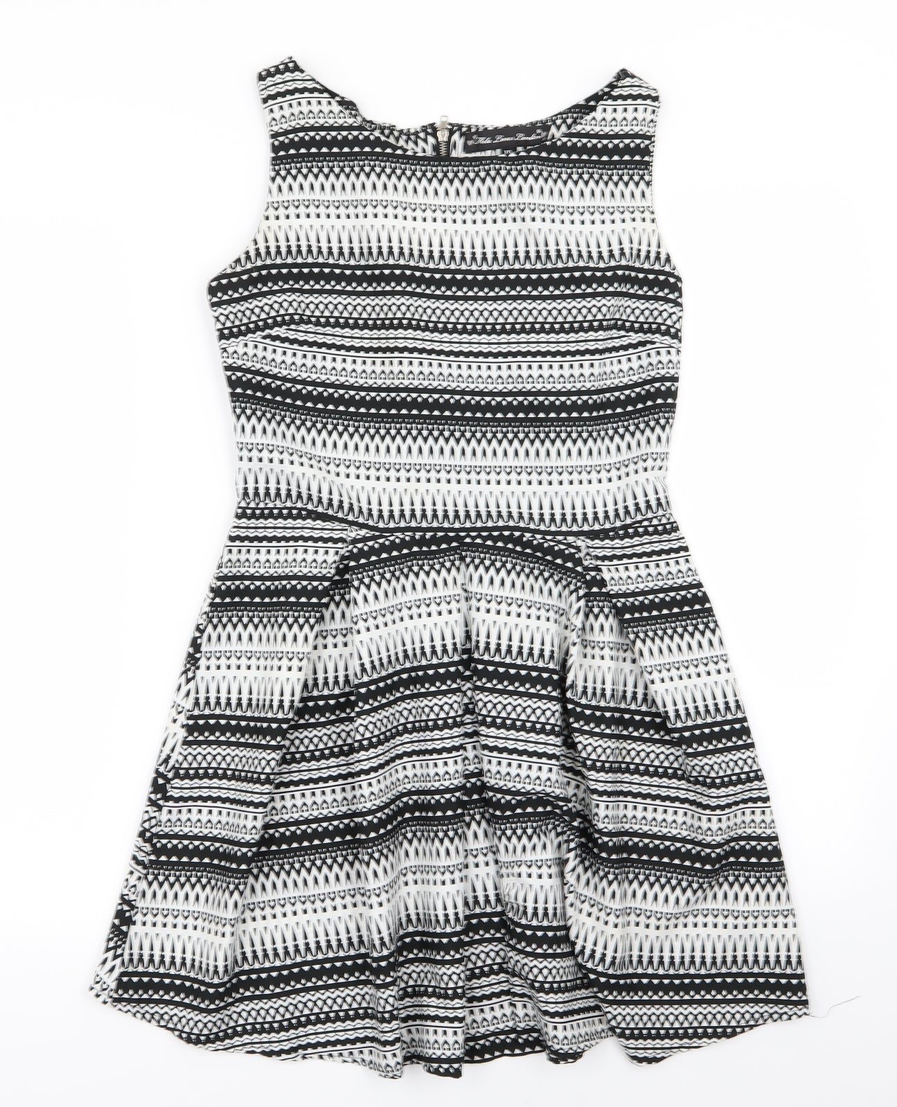 MELA LOVE LONDON Womens White Geometric  Fit & Flare  Size 10