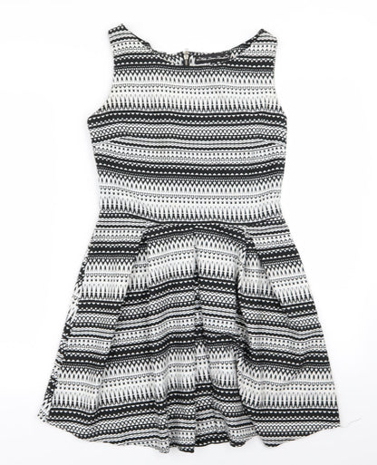 MELA LOVE LONDON Womens White Geometric  Fit & Flare  Size 10