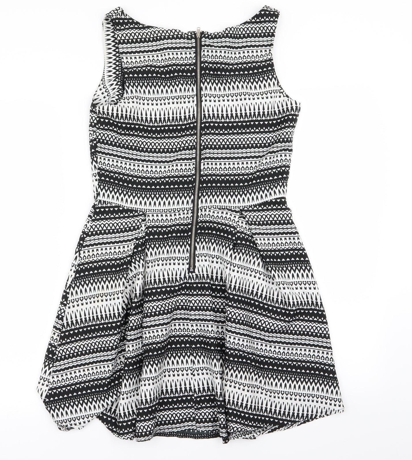 MELA LOVE LONDON Womens White Geometric  Fit & Flare  Size 10