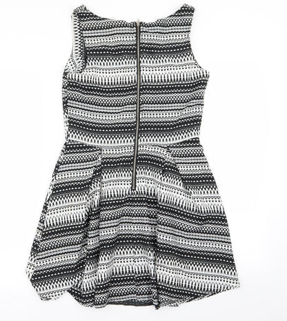 MELA LOVE LONDON Womens White Geometric  Fit & Flare  Size 10