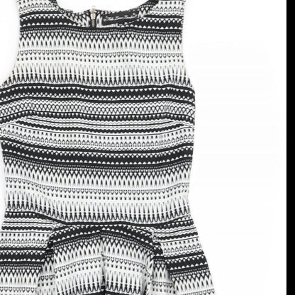MELA LOVE LONDON Womens White Geometric  Fit & Flare  Size 10