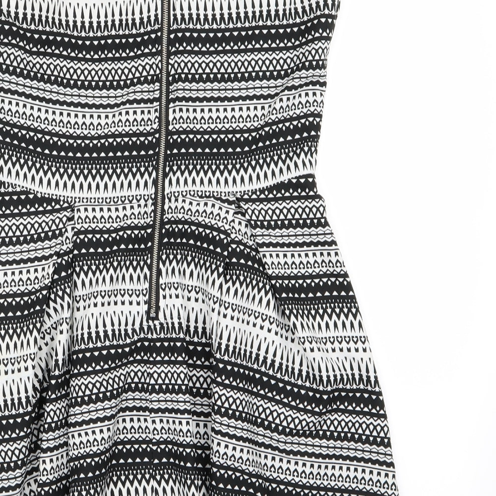 MELA LOVE LONDON Womens White Geometric  Fit & Flare  Size 10