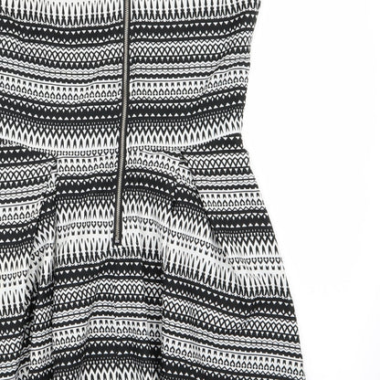 MELA LOVE LONDON Womens White Geometric  Fit & Flare  Size 10
