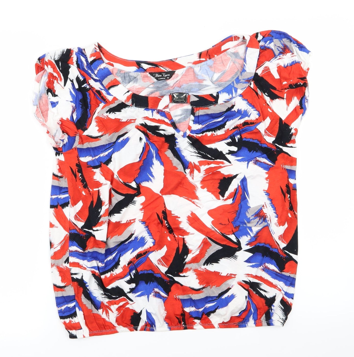 Maria Kaveva Womens Multicoloured Geometric  Basic T-Shirt Size 18