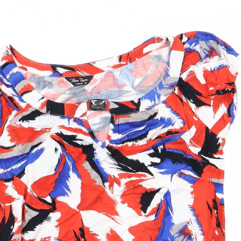 Maria Kaveva Womens Multicoloured Geometric  Basic T-Shirt Size 18