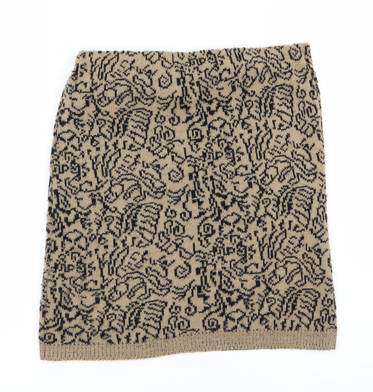 Preworn Womens Beige Geometric  Mini Skirt Size S  - Stretch waistband