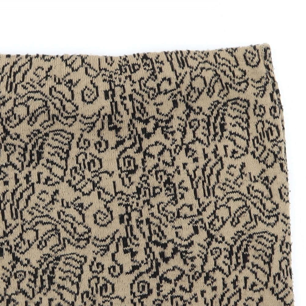 Preworn Womens Beige Geometric  Mini Skirt Size S  - Stretch waistband