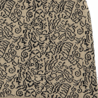 Preworn Womens Beige Geometric  Mini Skirt Size S  - Stretch waistband