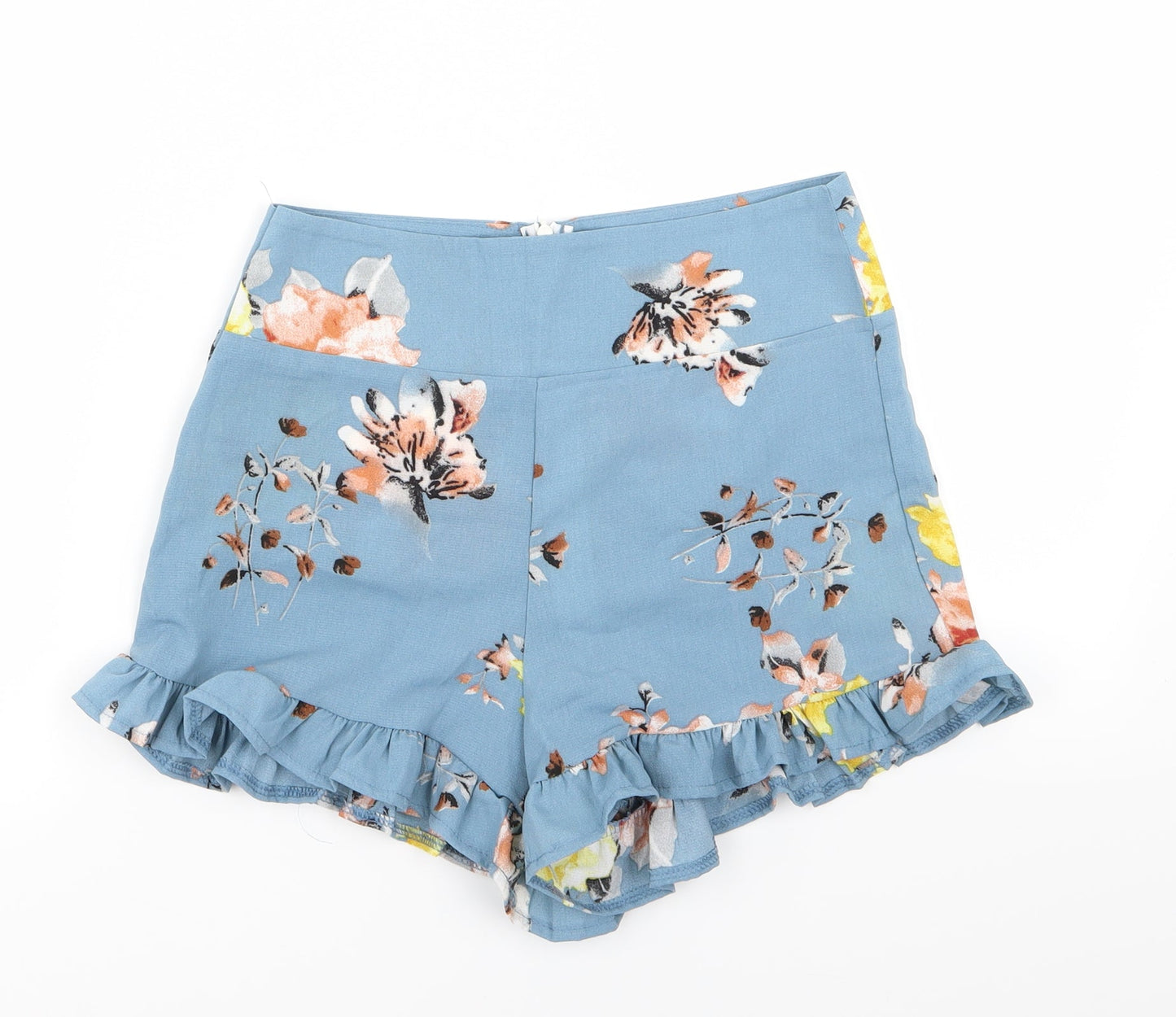 prewornq Womens Black Floral  Hot Pants Shorts Size S