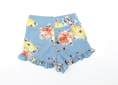 prewornq Womens Black Floral  Hot Pants Shorts Size S