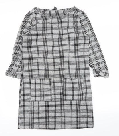 Primark Womens Grey Check  T-Shirt Dress  Size 8