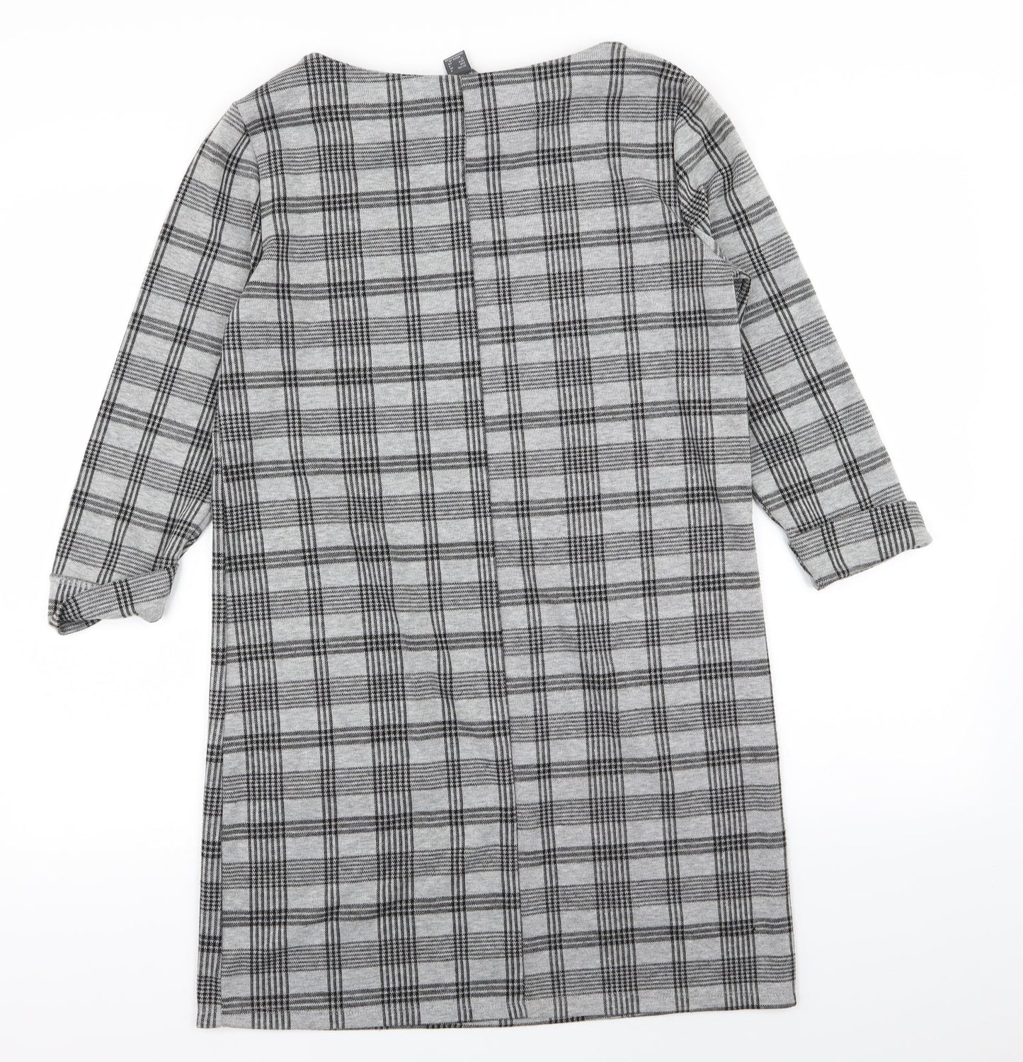 Primark Womens Grey Check  T-Shirt Dress  Size 8