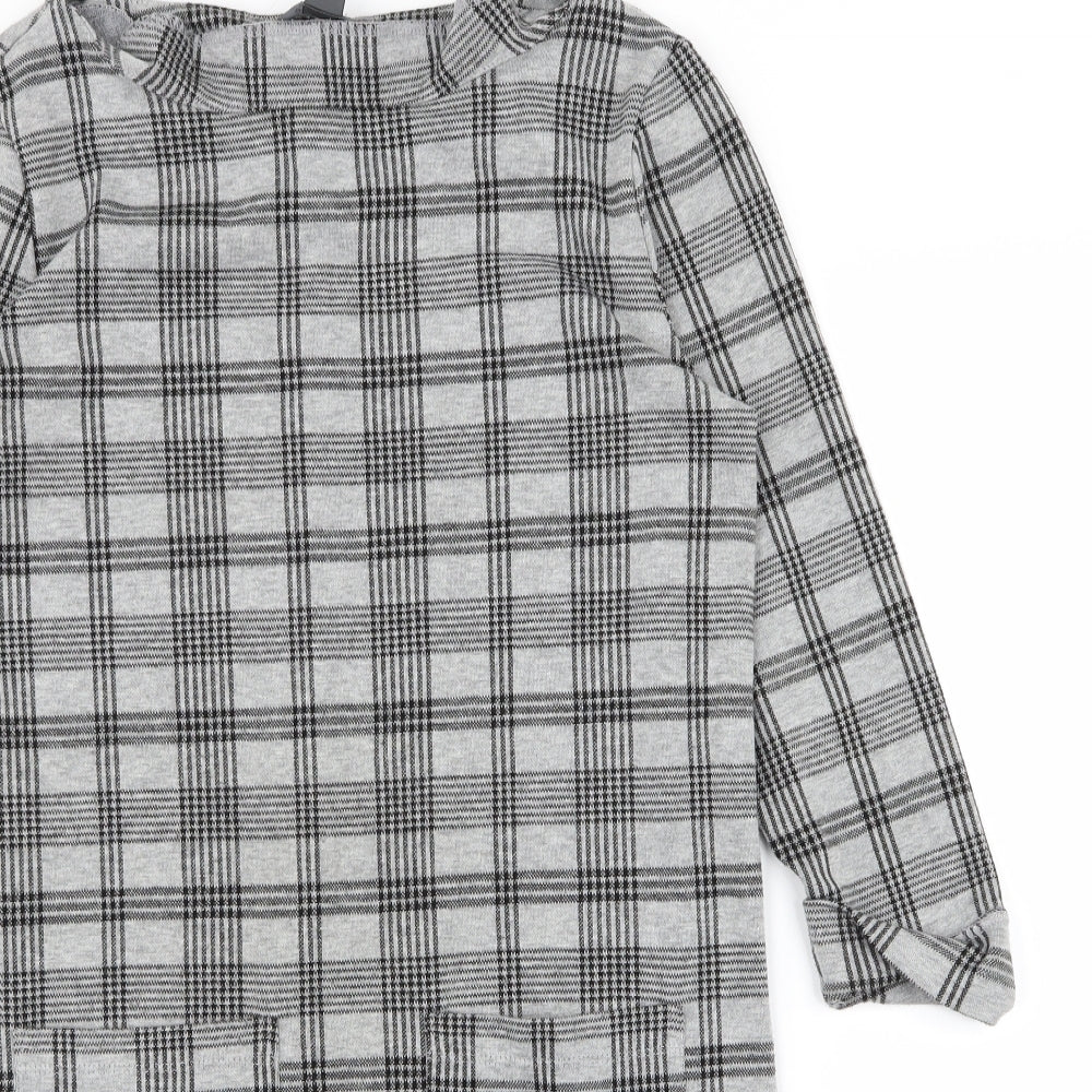 Primark Womens Grey Check  T-Shirt Dress  Size 8