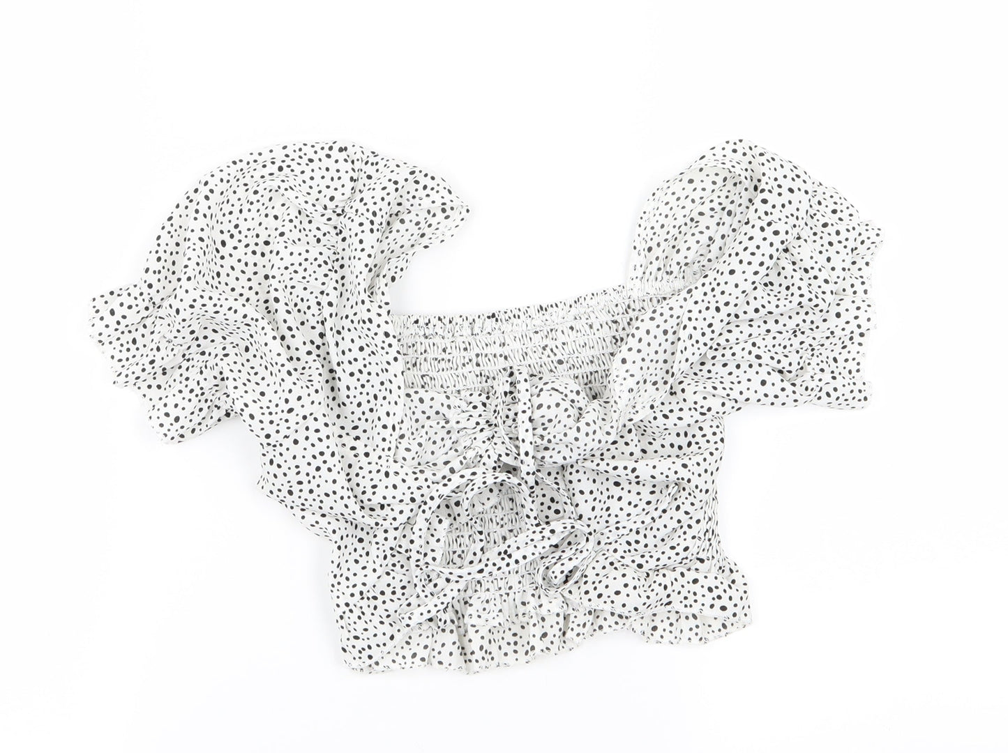 SheIn Womens White Polka Dot  Basic T-Shirt Size S  - crop