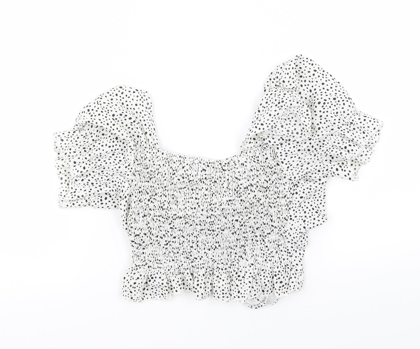 SheIn Womens White Polka Dot  Basic T-Shirt Size S  - crop