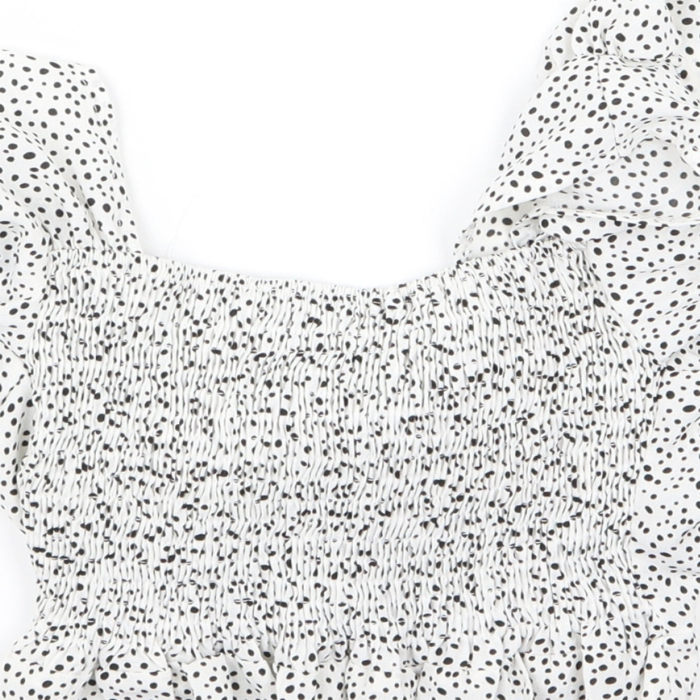 SheIn Womens White Polka Dot  Basic T-Shirt Size S  - crop